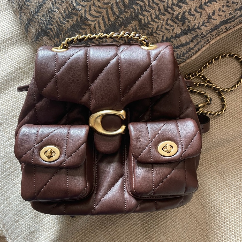 Coach Tabby Backpack with Pillow Quilting and gold hardware